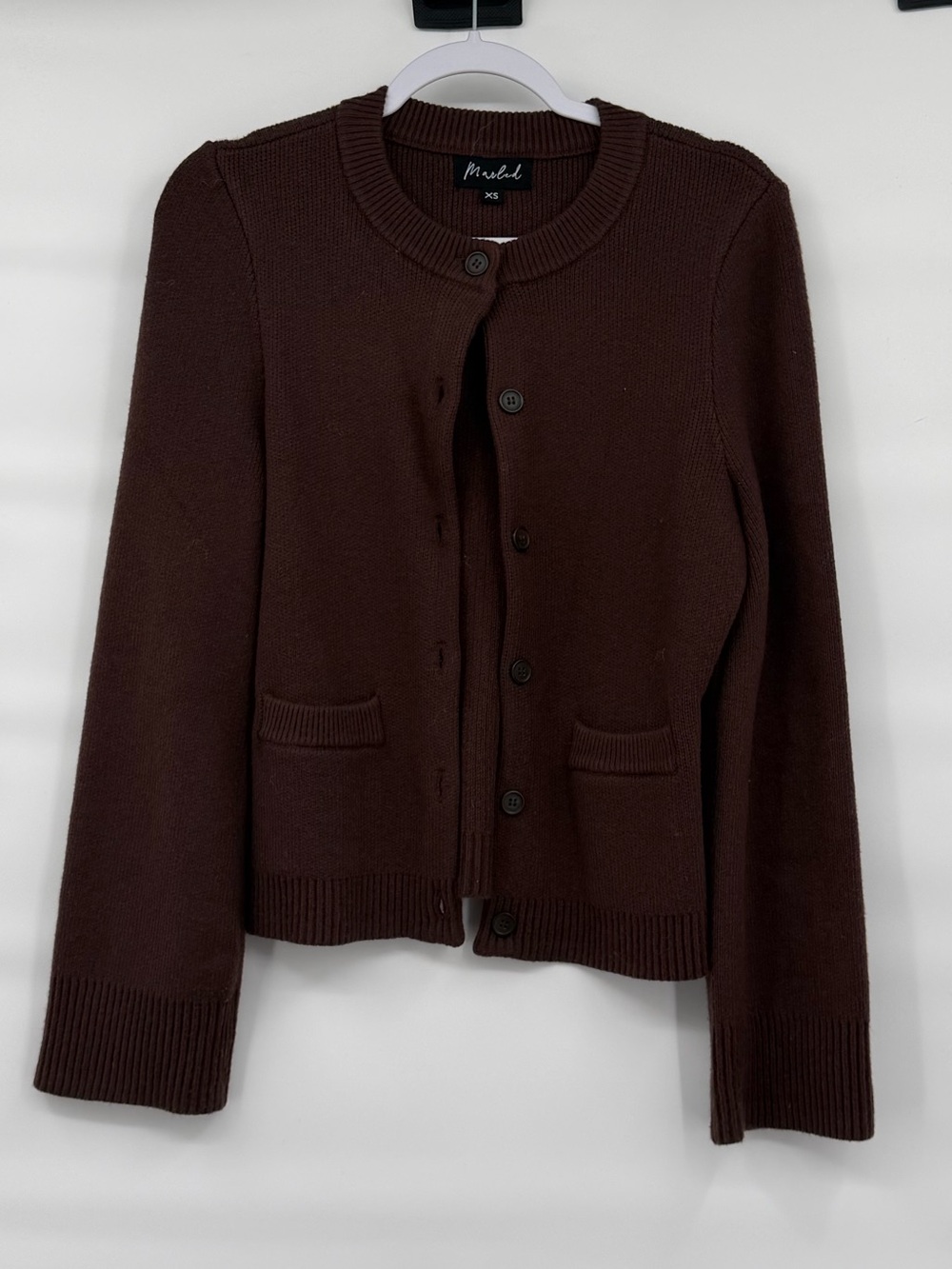 Marled rayon blend soft cozy chocolate brown cardigan